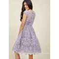 Venta al por mayor elegantes vestidos de fiesta de la tarde Appliqued Lace corto vestidos de dama de honor lila MB2589